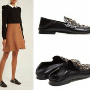 ❤️ ISABEL MARANT FEENIE BLACK CONVERTIBLE LEATHER STUDDED LOAFERS MULES SLIDES 7